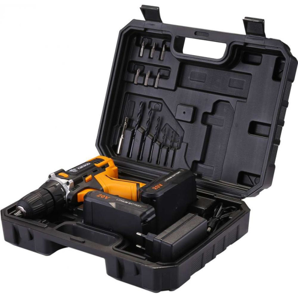 Дрель аккумуляторная DEKO DKCD20FU-Li SET3 в кейсе + оснастка 13 шт   063-4172 