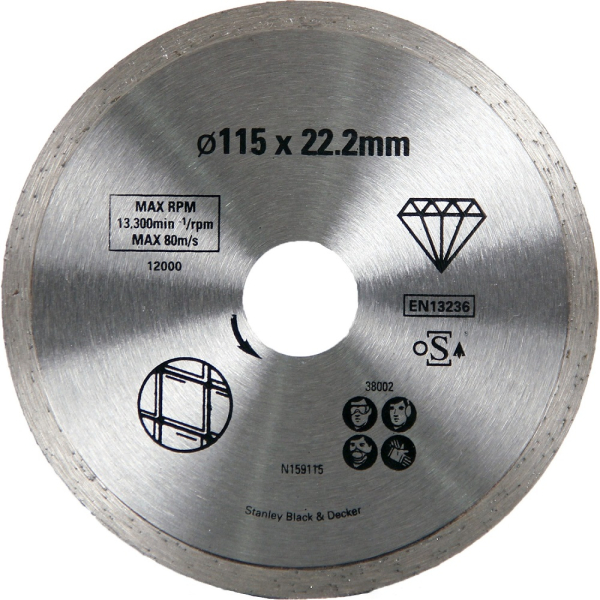 Диск алмазный STANLEY  115*22,2 сплошной   STA38002