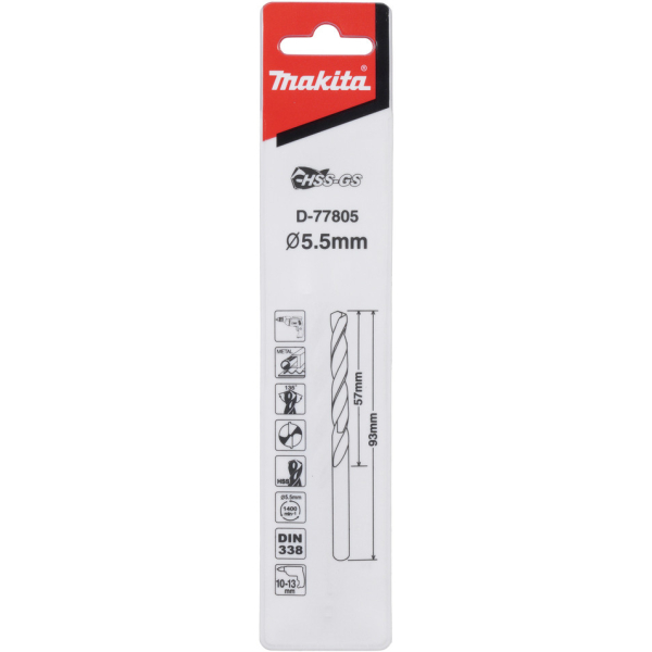 Сверло Makita по металлу HSS-GS 5.5*93   D-77805