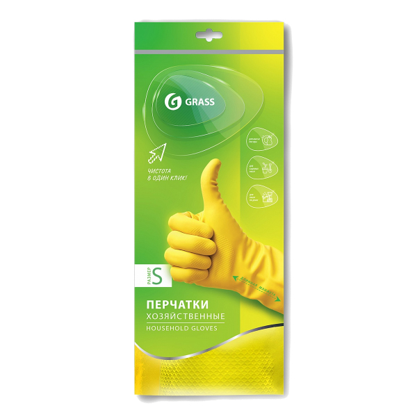 Перчатки хозяйственные GRASS латекс, размер S   IT-0524