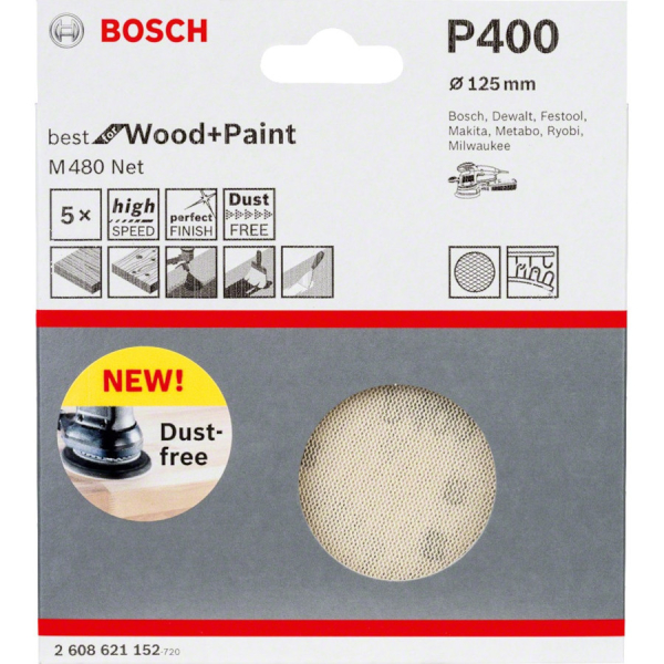 Круг шлифовальный BOSCH 125мм K-400  (упак 5шт)   2.608.621.152