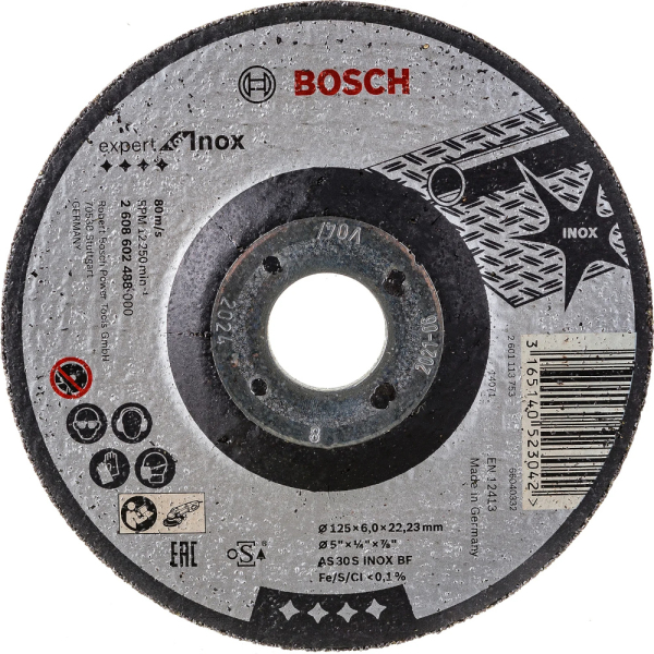 Диск абразивный BOSCH 125*22*6,0 нержавейка     2.608.602.488