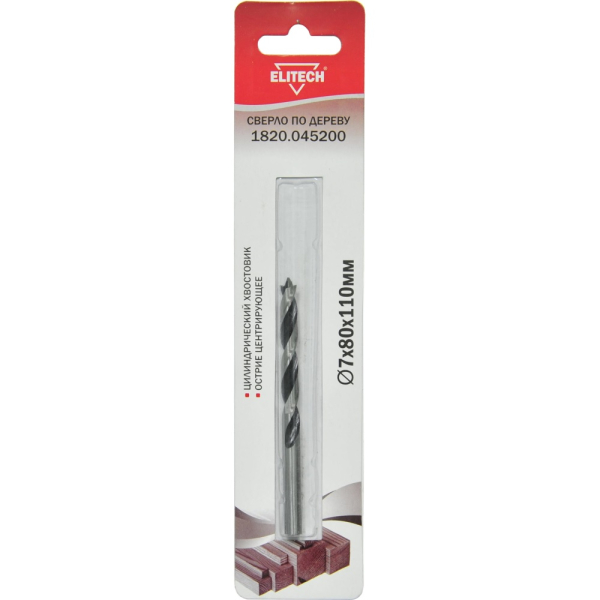 Сверло ELITECH по дереву 7*80*110мм