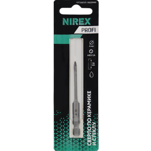 Сверло NIREX Profi по керамике и стеклу 4*70 мм NCD0401