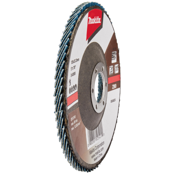 Диск лепестковый Makita 125*22мм К80 угловой, основа стекловол.   D-63806