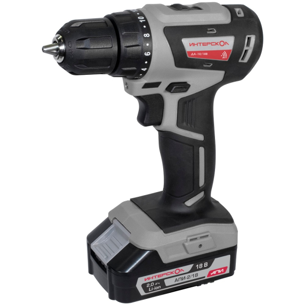 Дрель аккумуляторная Интерскол ДА-10/18 В МиниМАКС (2 аккум. 18v 2.0Ah Li-Ion, ЗУ, кейс)
