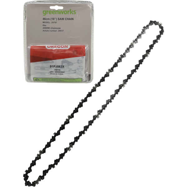 Цепь GREENWORKS для цепной пилы 46см 63зв, 3/8", 1,1мм   29787