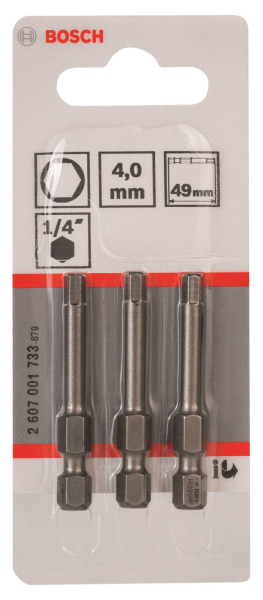 Набор бит BOSCH из 3 штук HEX4 49мм   2.607.001.733