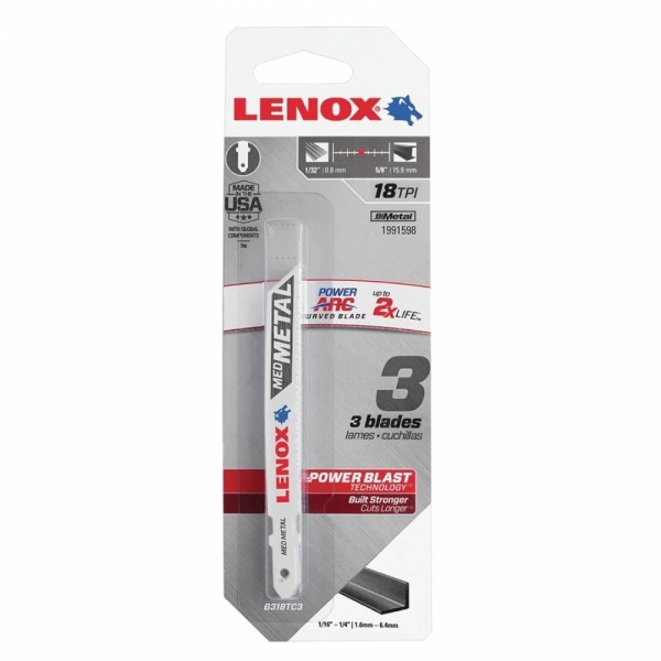 Пилочки Lenox B 318 TC по металлу 3 шт