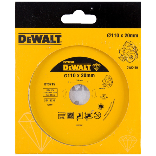 Диск алмазный DEWALT DT 3715 110*20,0 мм сплошной