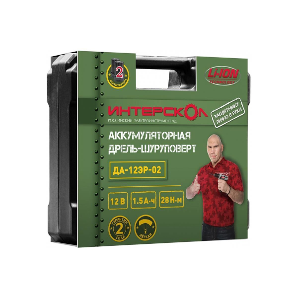 Дрель аккумуляторная Интерскол ДА-12 ЭР-02 (2 аккумулятора, 2,0Ач)