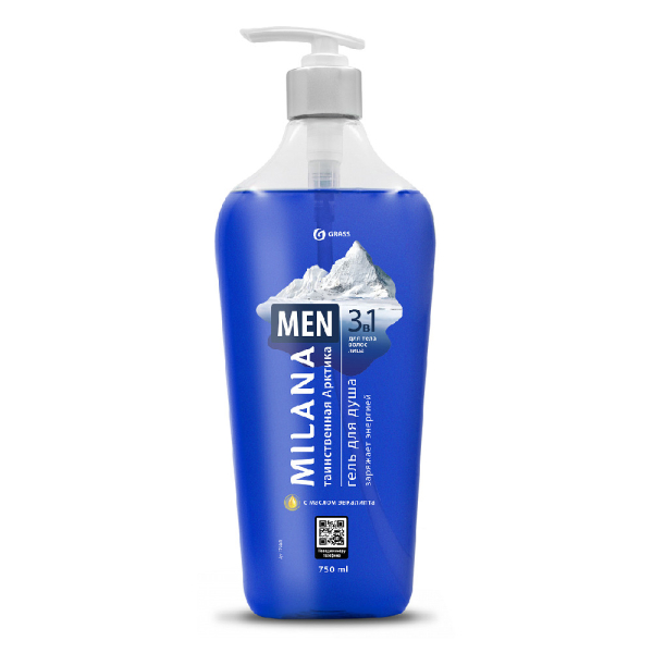 Гель для душа GRASS "Milana MEN" таинственная арктика с маслом эквалипта 750мл   125460