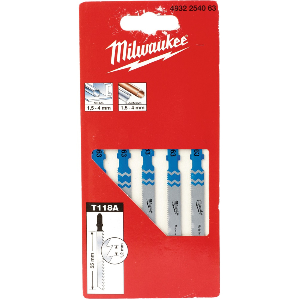 Пилочки Milwaukee для лобзика T118A 55 мм 5 шт