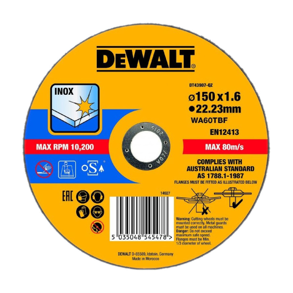 Диск абразивный DEWALT 150*22.2*1.6 металл DT 43907