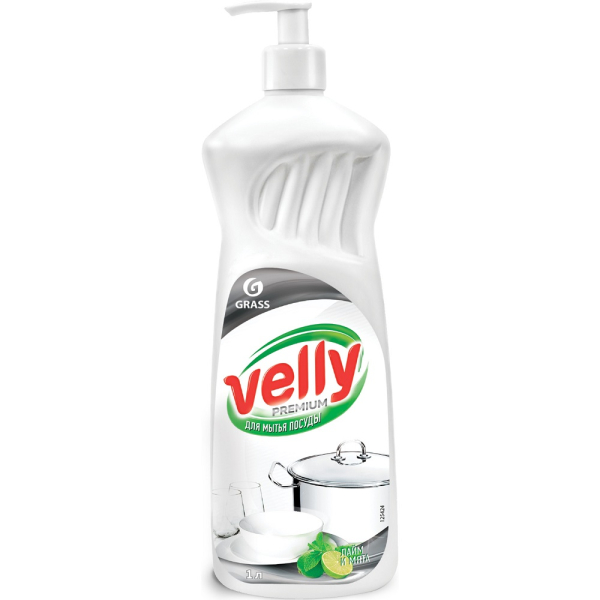 Средство для мытья посуды GRASS "VELLY Premium" лайм и мята 1л   360102/125424