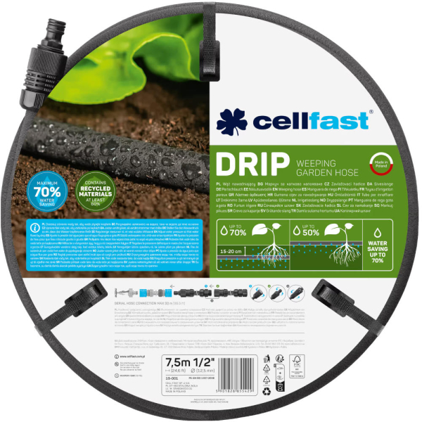Шланг CELLFAST DRIP сочащийся 1/2" 7,5 м
