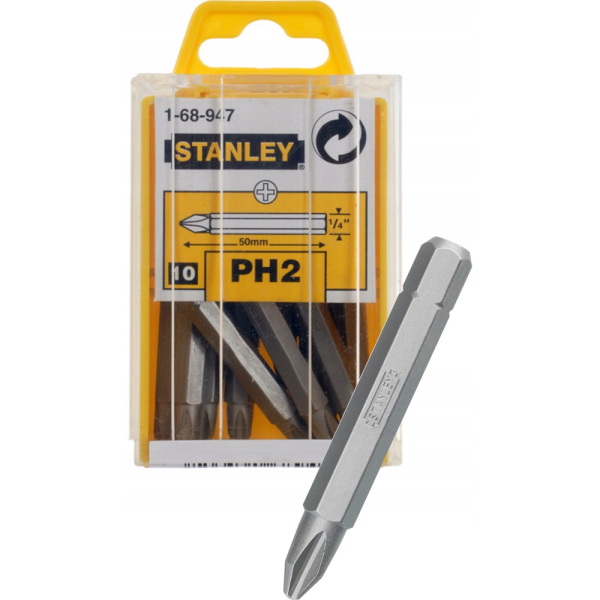 Вставка STANLEY с шестигр. хвостовиком 1/4"х50мм Phillips (упак.10 шт.)   1-68-947