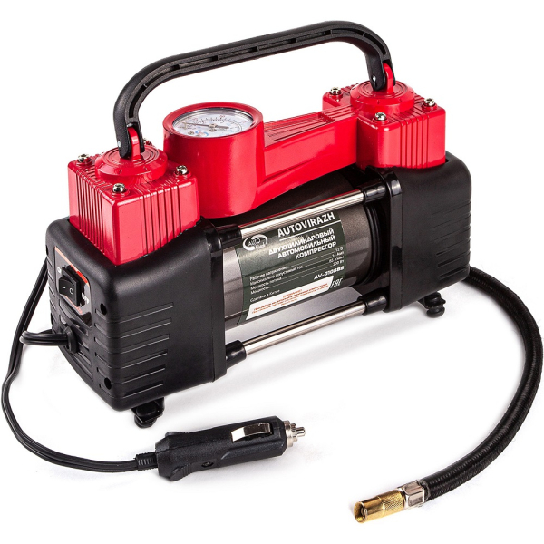 Компрессор автомобильный AUTOVIRAZH двухцилиндровый с манометром   AV-010888