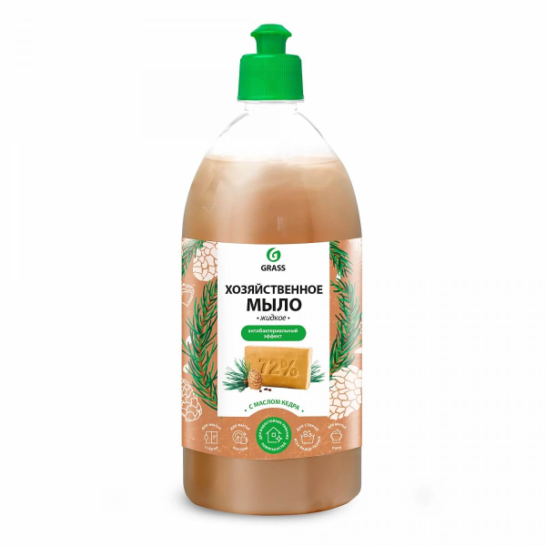 Мыло жидкое GRASS хозяйственное с маслом кедра 1л   125549