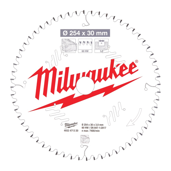 Диск п/п Milwaukee 254*30*60 мм  дерево