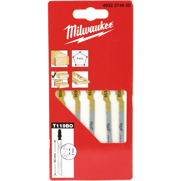 Пилочки Milwaukee для лобзика T119BO 50 мм 5 шт