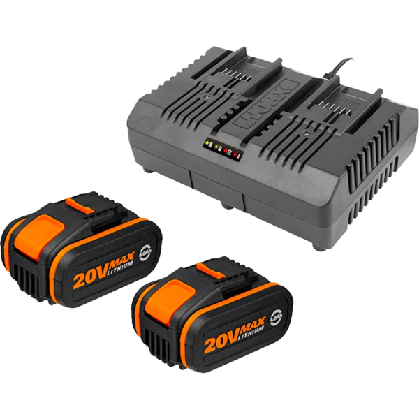 Набор WORX WA3611 Двойное зарядное устройство WA3883 + 2 аккумлятора 4,0Ач