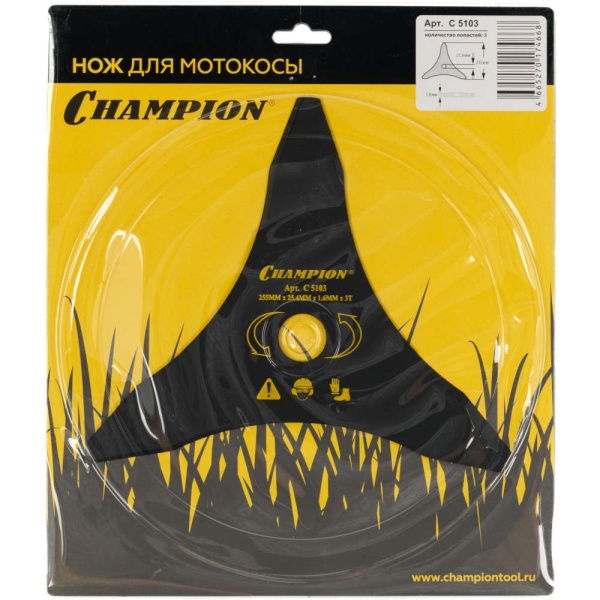 Нож CHAMPION для триммера 3-х зубчатый d=255*25.4mm (тип В)   C5103