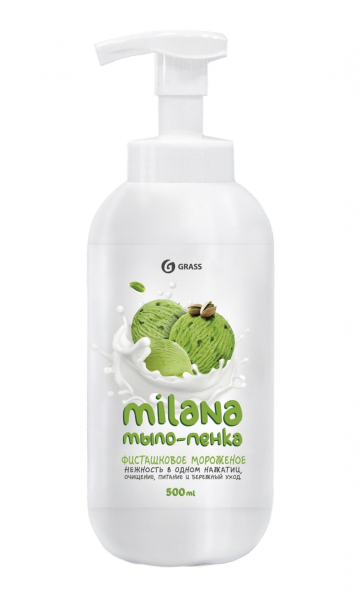 Мыло жидкое GRASS "Milana мыло-пенка" Сливочно-фисташковое мороженое 500мл   125421
