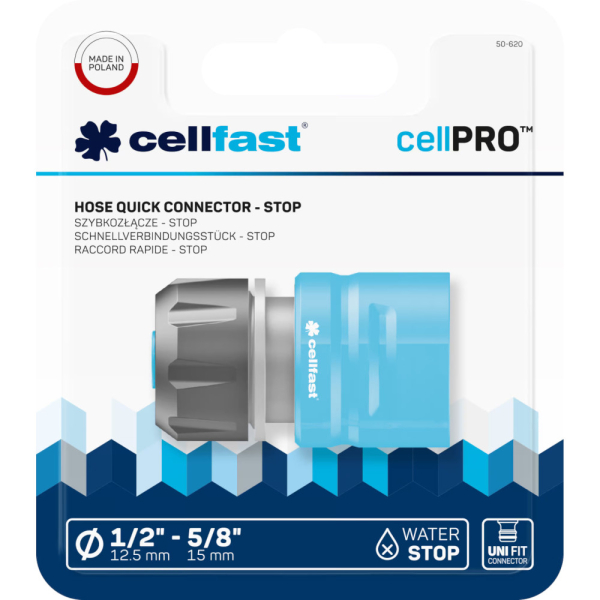 Коннектор CELLFAST IDEALLINE с аквастопом 1/2"