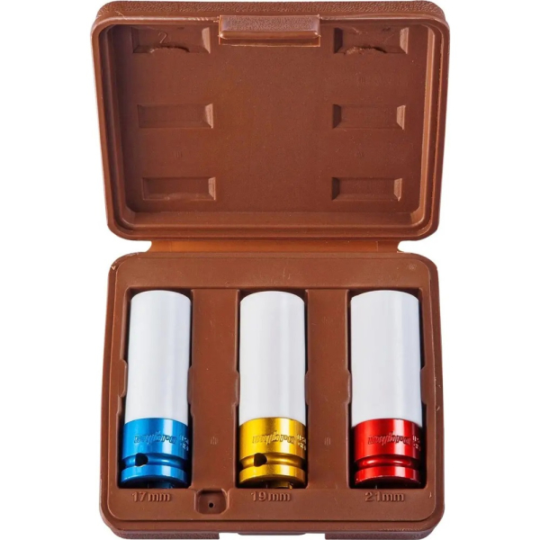 Набор торцевых глубоких головок OMBRA  1/2" для легкосплавных колесных дисков 17,19,21, 3 пр  912503