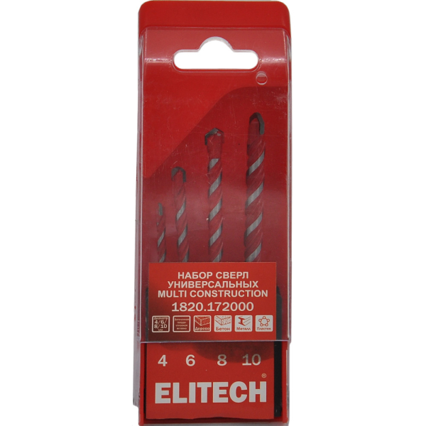 Набор сверл ELITECH Multi Construction 4 шт.   1820.172000