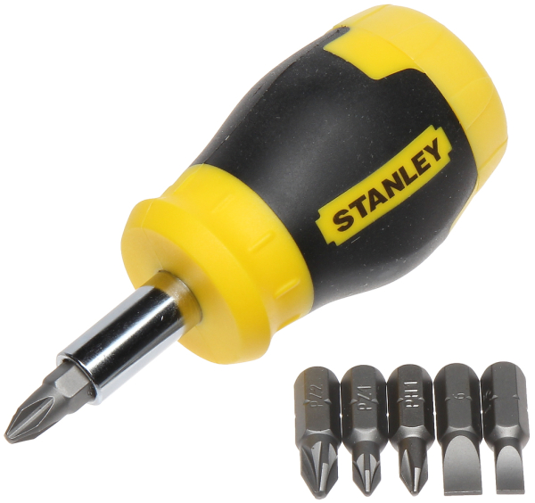 Отвертка STANLEY MULTIBIT STUBBY с 6-тью вставками     0-66-357