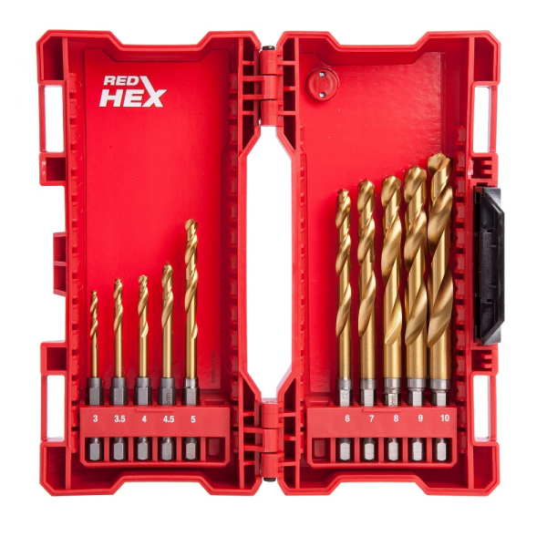 Набор сверл Milwaukee RedHEX HSS-G TiN по металлу 10шт