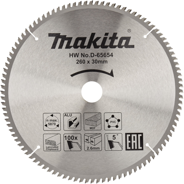 Диск п/п Makita 260*30*100   (D-65654) универсальный