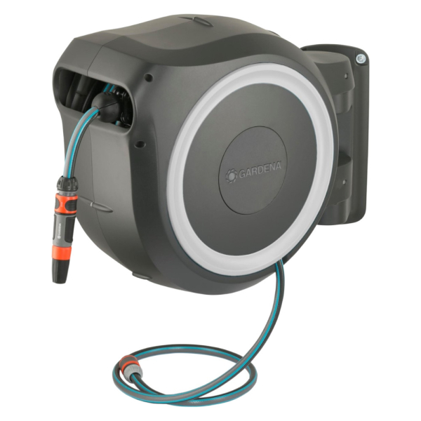 Катушка со шлангом настенная автоматическая Gardena RollUp M/L белая   18622-20.000.00