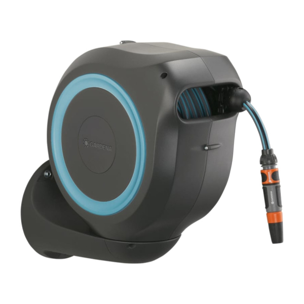 Катушка со шлангом Gardena настенная автоматическая RollUp M голубая  18610-20.000.00