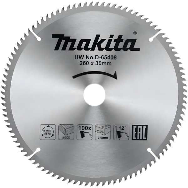 Диск п/п Makita 260*30*2.6/1.8*100T   (D-65408)