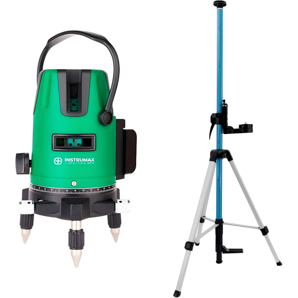 Лазерный уровень INSTRUMAX Constructor 4D GREEN+штанга элевационная LP-300 с треногой 3м   IM0140_K1