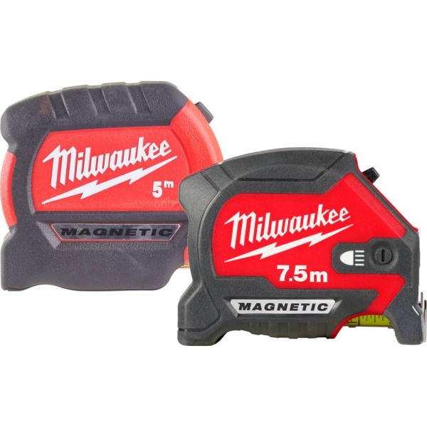 Набор Milwaukee: Рулетка PREMIUM MAGNETIC GEN III 7.5м с LED подсветкой+Рулетка с LED подсветкой 3м