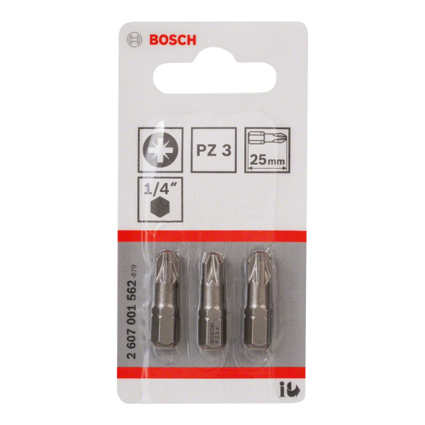 Набор бит BOSCH из 3 штук PZ3 25мм     2.607.001.562
