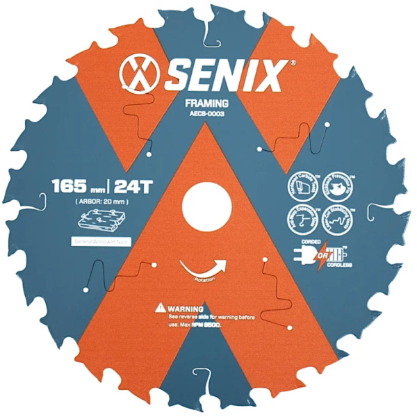 Диск пильный SENIX 165х20мм 24Т по дереву   AECS-0003