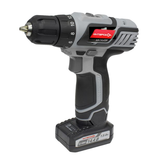 Дрель аккумуляторная Интерскол ДА-14,4 ЭР (2 аккумулятора, 1,5Ач)   535.0.2.01