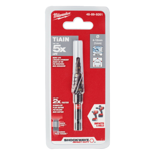 Сверло Milwaukee ступенчатое 4-12 мм шаг 1 мм 8 ступеней