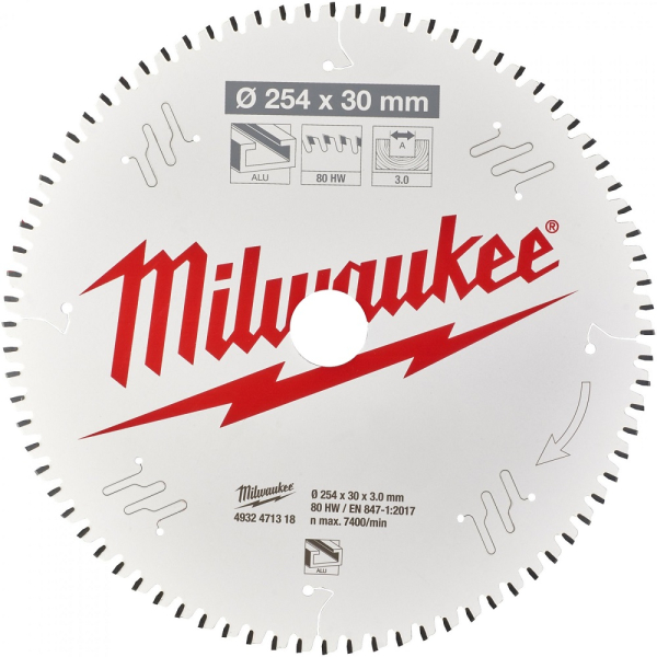 Диск п/п Milwaukee 254*30*80 мм  алюминий