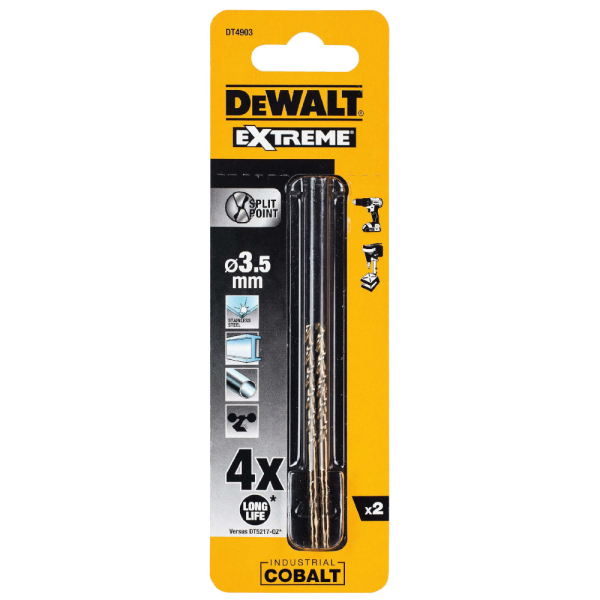 Сверло DEWALT по металлу  3,5*70   DT 4903    (2шт в упак)