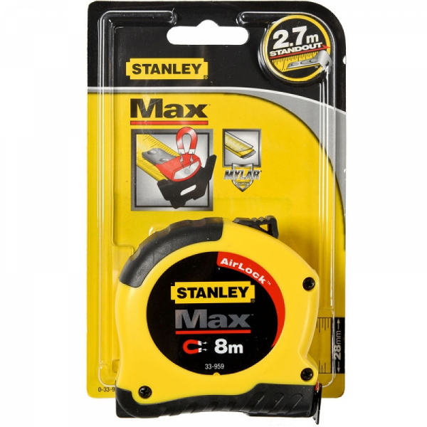 Рулетка STANLEY MAX измерительная 8м*28мм     0-33-959