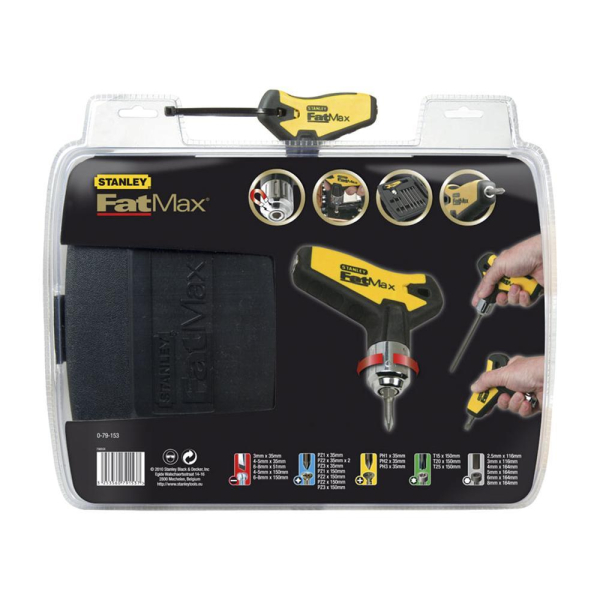 Отвертка STANLEY FATMAX c храповым механизмом с 27-ю вставками     0-79-153
