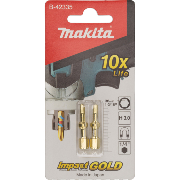 Бита Makita Impact HEX3.0-30 мм  2 шт   B-42335