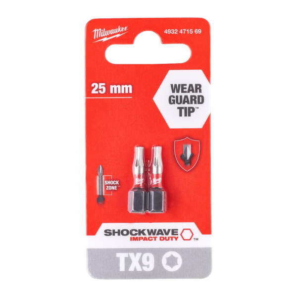 Бита Milwaukee SHOCKWAVE TX9 25мм 2шт
