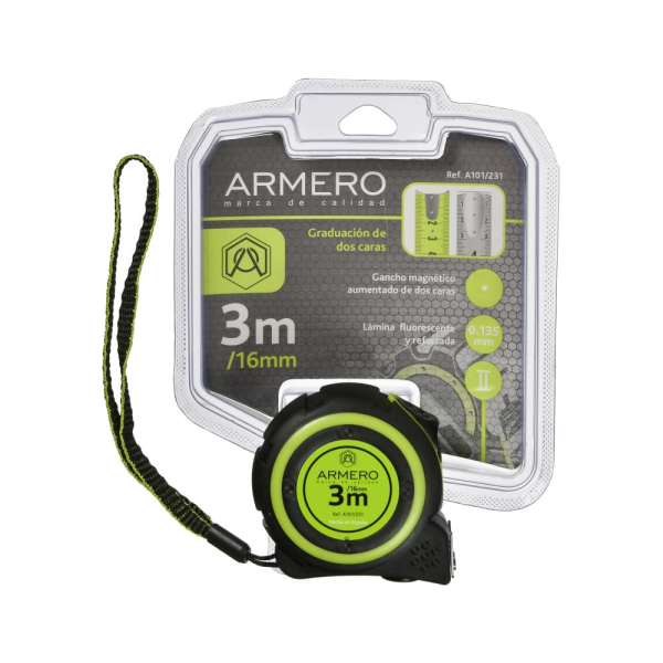 Рулетка ARMERO с двумя фиксаторами 3м*16мм     A101/231